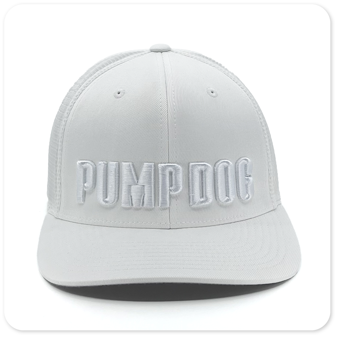 Icy Vanilla Pump Trucker – All-White Dog